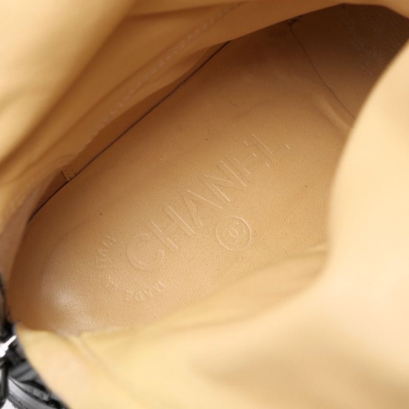 Chanel Boots Size 37 Matelasse Long Boots Shoes CC Logo Coco Mark Leather Black