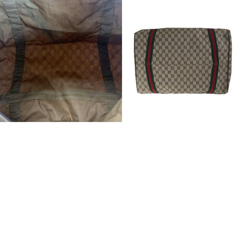 Gucci Vintage Old Gucci Sherry Line Beige GG Supreme Canvas Boston Bag Handbag