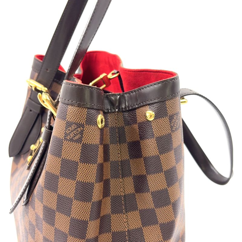 Louis Vuitton Hampstead MM Damier Ebene Damier Ebene Leather × PVC Brown Tote