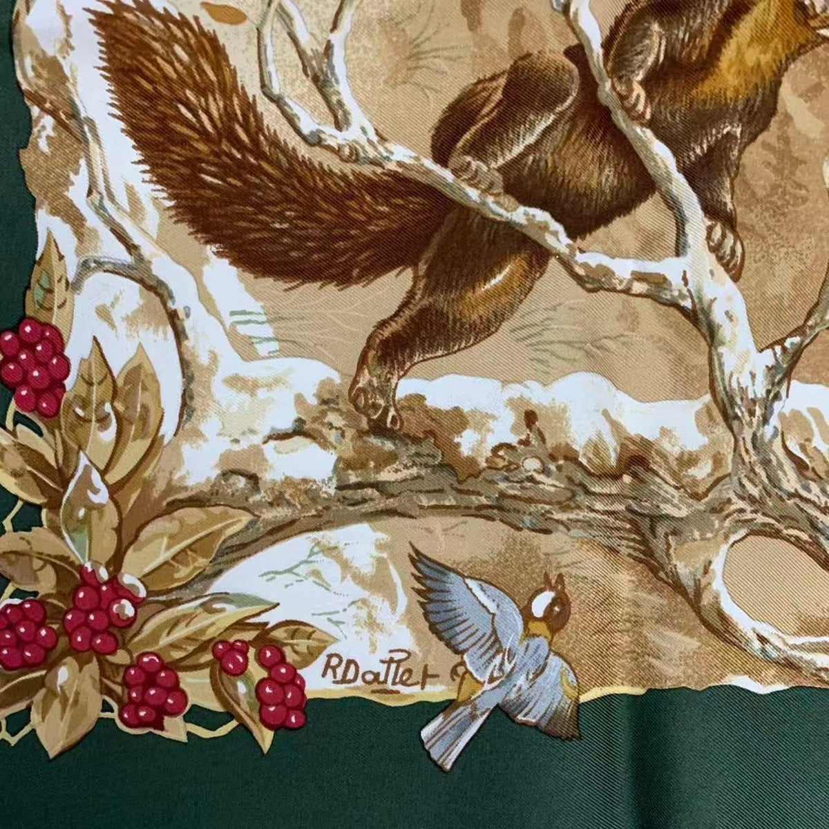 Hermes Carre 90 Scarf les Quatre Saisons Four Seasons Silk Green — view 6