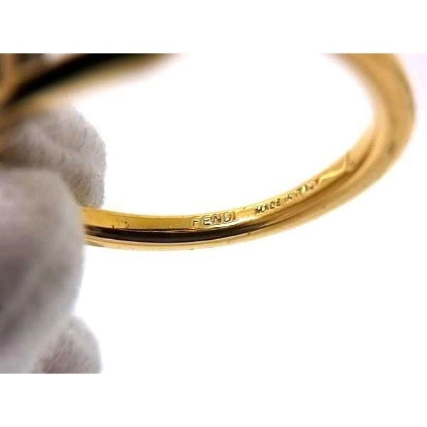 Fendi Ring O-rock Gold Metal Line Stone — view 5