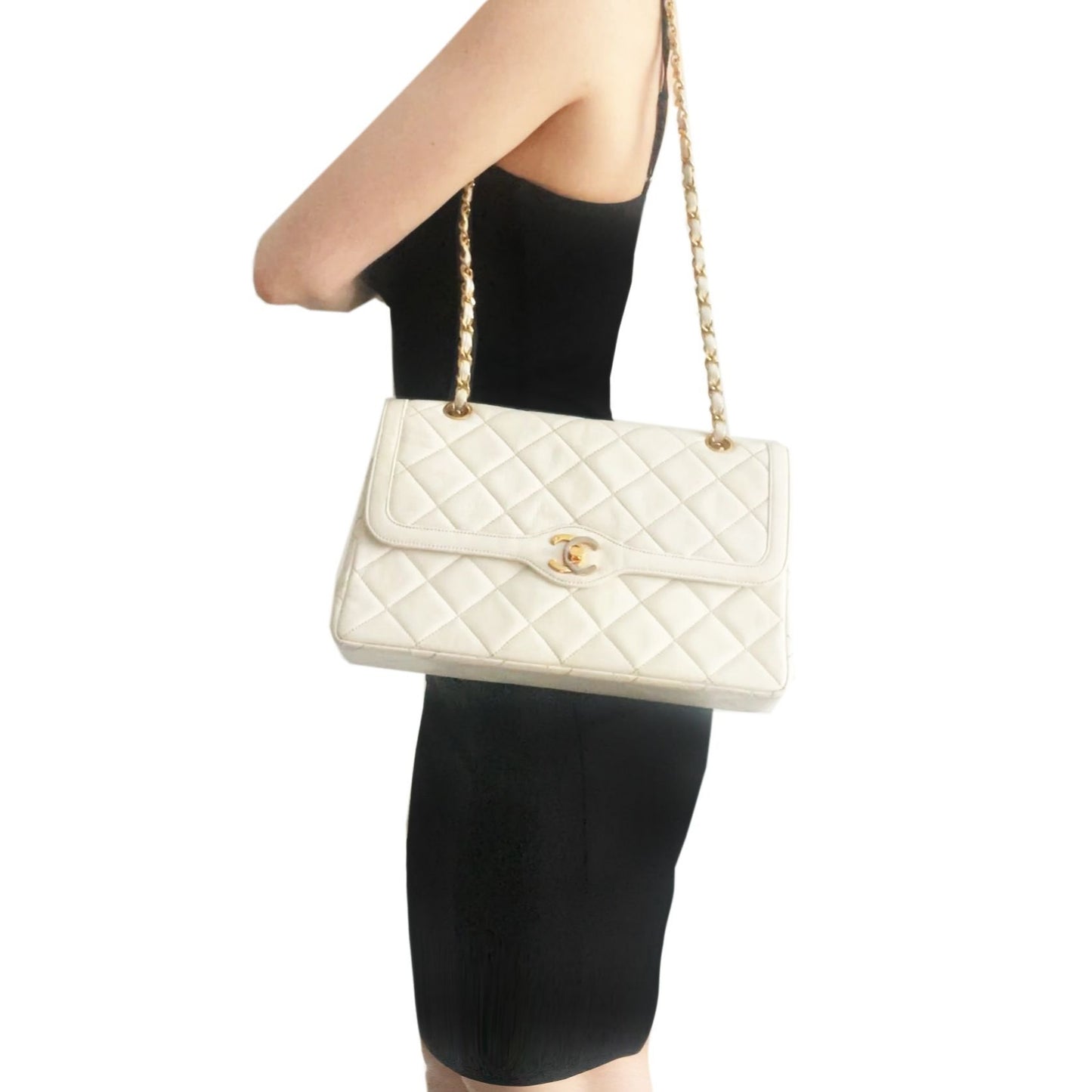 CHANEL CC 24K Paris Limited Double Flap Bag Lambskin Matelasse Chain