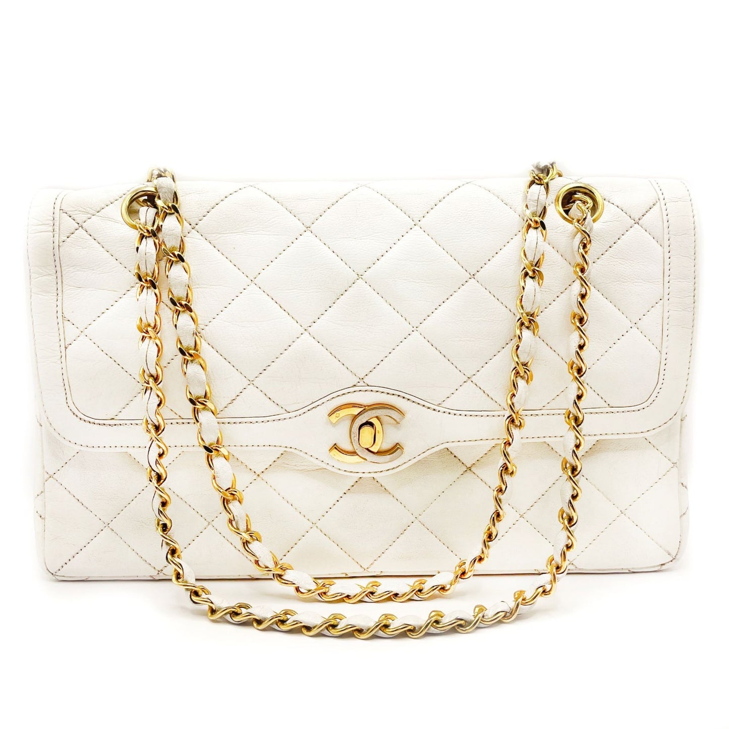 CHANEL CC 24K Paris Limited Double Flap Bag Lambskin Matelasse Chain
