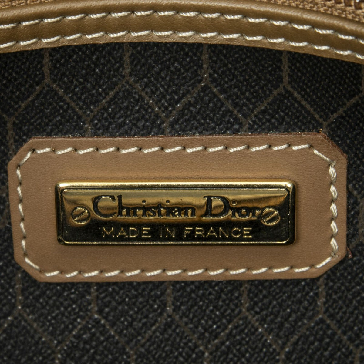 Dior Vintage Small Travel Boston Dark Gray Brown Honeycomb Canvas — view 10