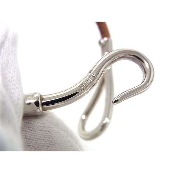 Hermes Jumbo Leather Silver Bracelet Brown — view 4