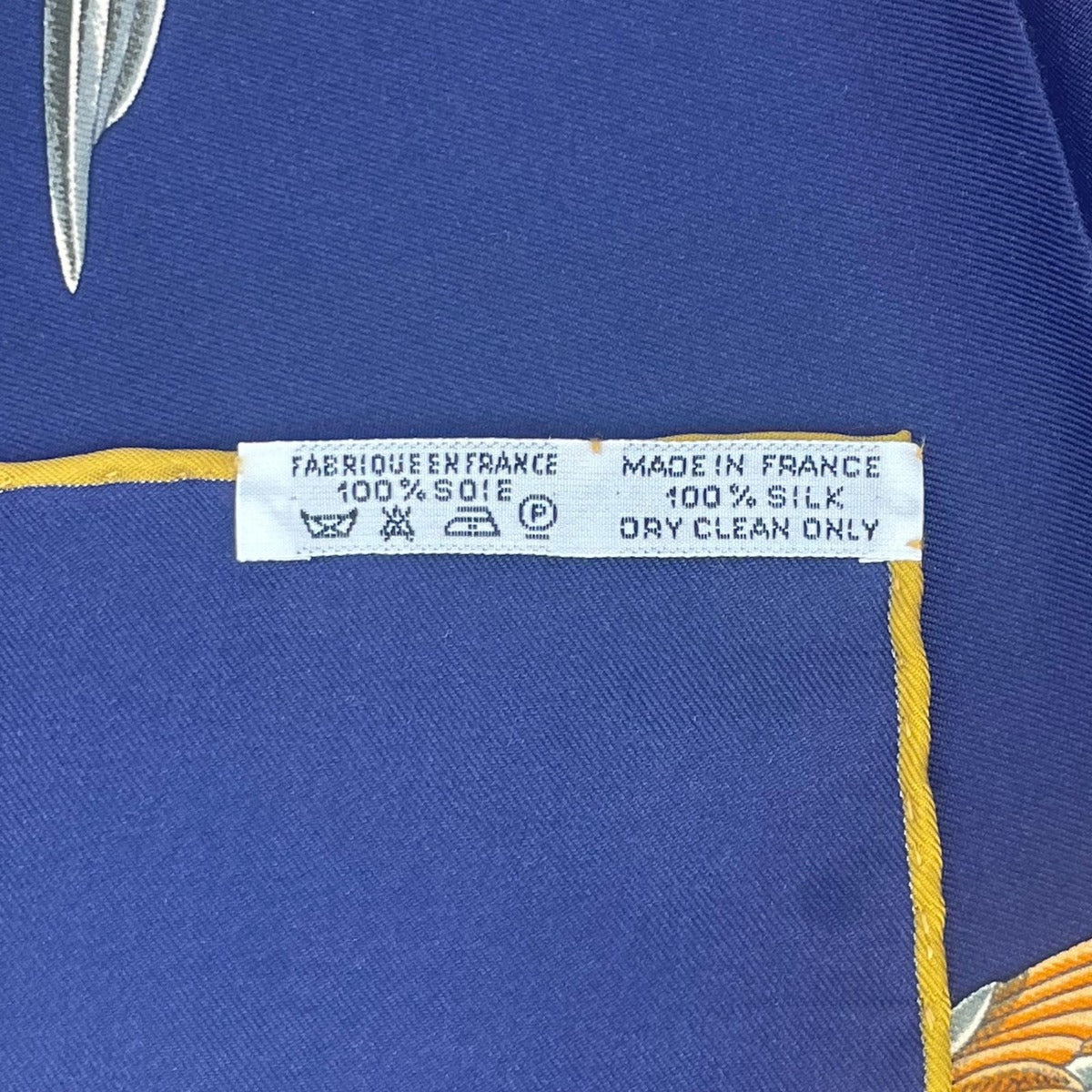 Hermes Scarf Silk Carre 90 L'intrus Intruder Bird Pattern Navy — view 9