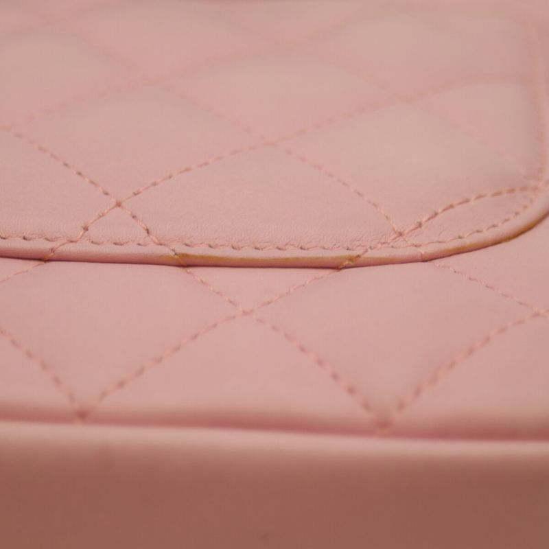 Chanel A25177 No 8 Pink Black Cambon Small Pochette Shoulder Bag Black Quilted