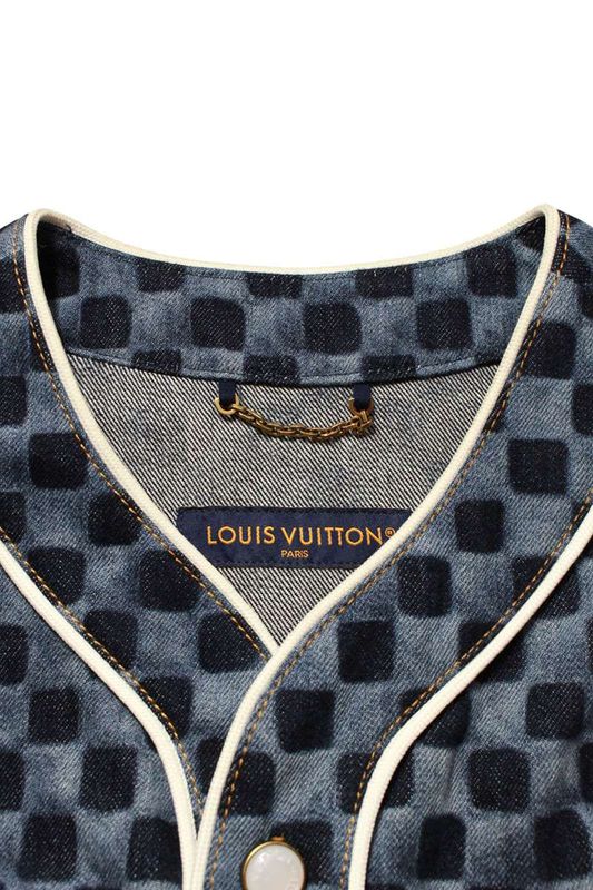 Louis Vuitton Rm252m JEE Hts81w Mini Damier Lazer Denim Short Sleeve Shirt