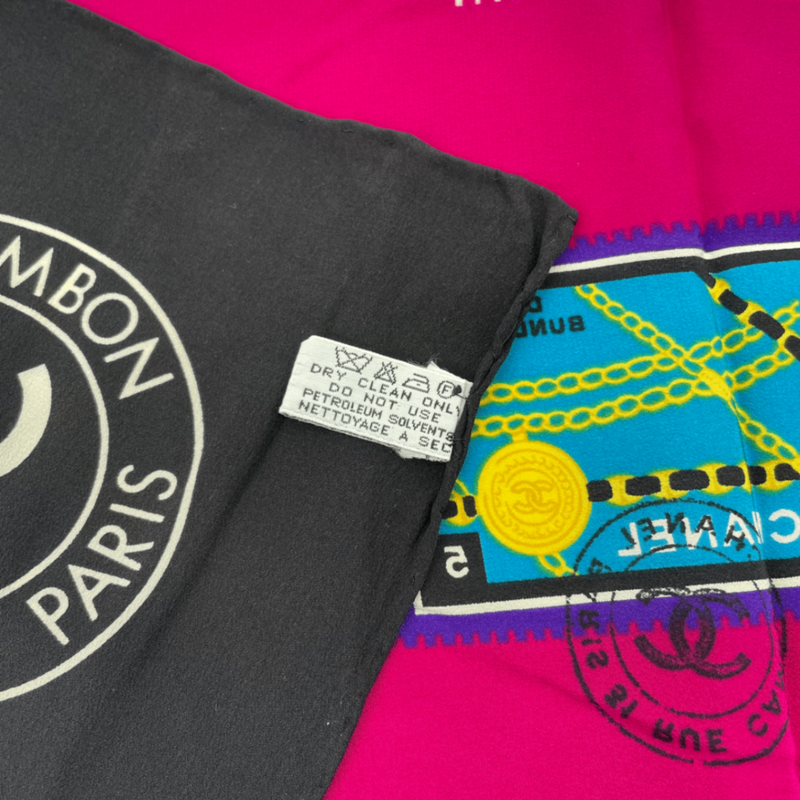 Chanel Coco Mark Scarf With Stamps Silk Pink