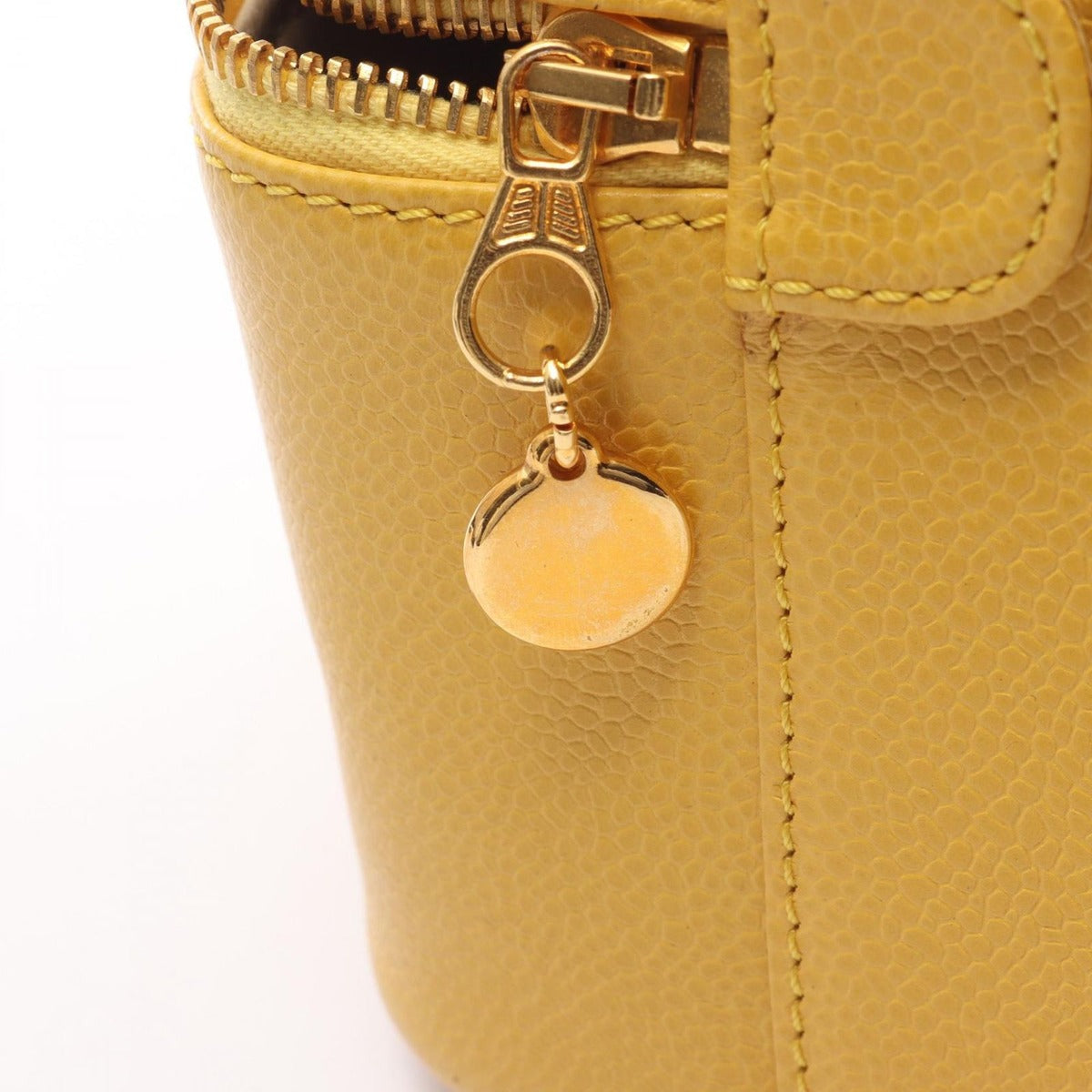 Chanel Handbag CC Logo Yellow Leather Side — view 14