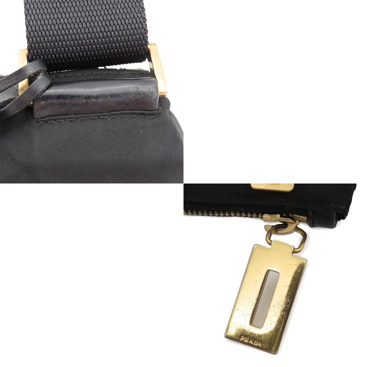 Prada Shoulder Bag Black Nylon Leather Crossbody Pochette — view 8