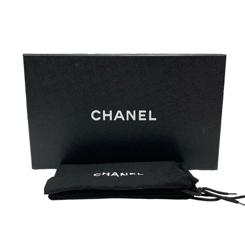 Chanel Flat Shoes Leather Fabric Silver Black Ballet Shoes Ballerina Coco Mark