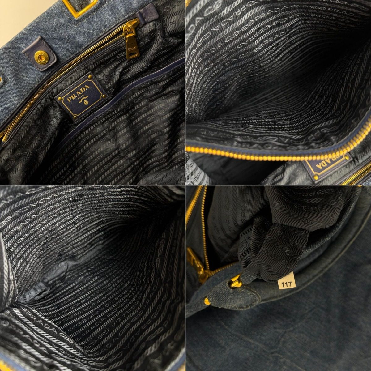 Prada Canapa Tote Shoulder Bag Denim Blue Vintage — view 16