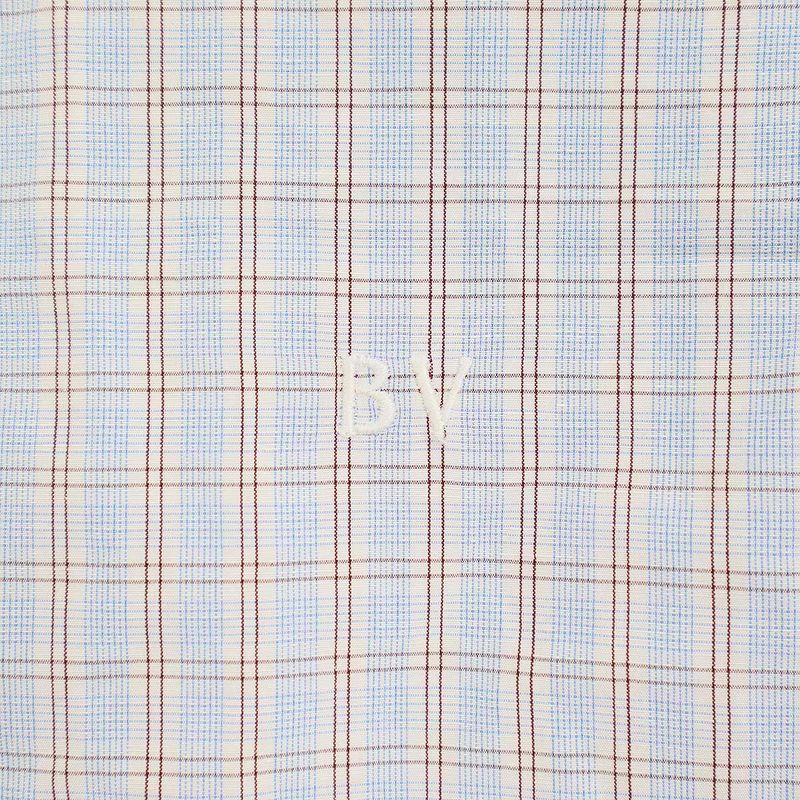 Bottega Veneta 24ss Cotton Linen "bv" Embroidered Check Over Shirt 789370 V3zb0