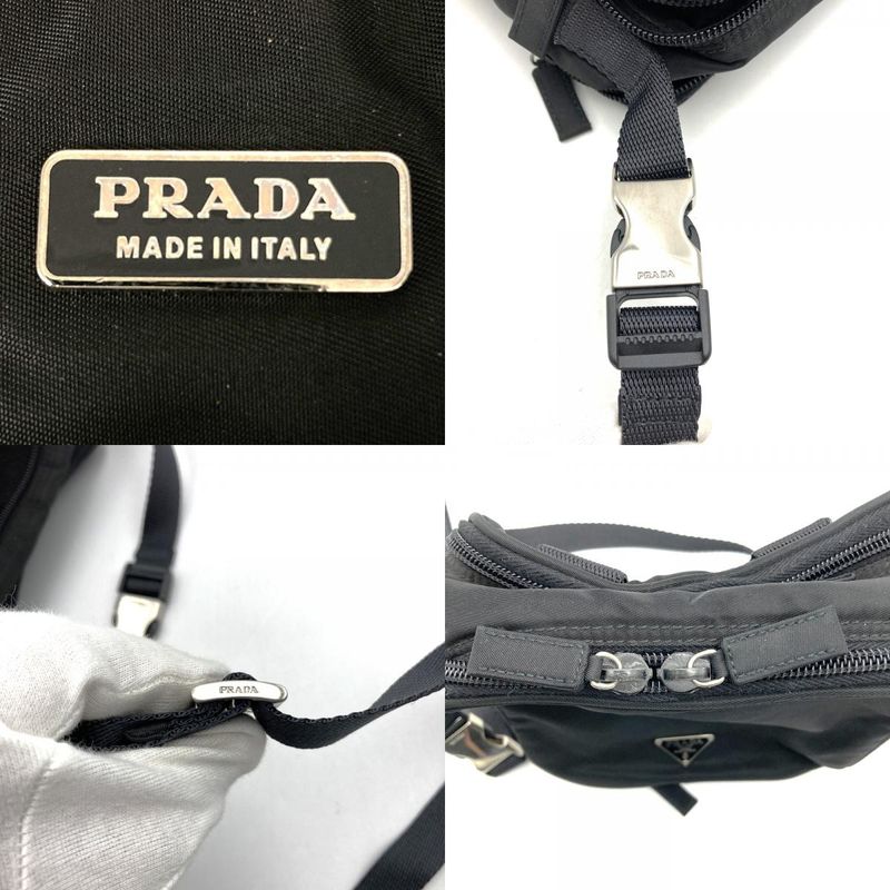 Prada Mini Shoulder Bag Waist 2way Black Nylon Ladies Men Fashion Triangle Logo