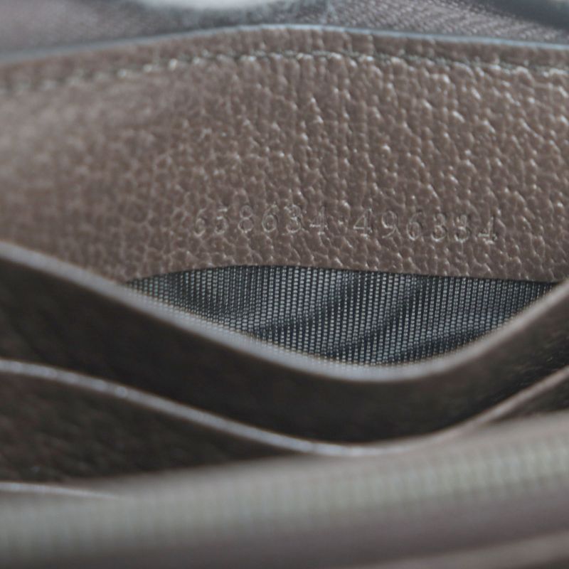 Gucci 658634 Bamboo Jumbo GG Canvas Leather Round Zipper Long Wallet Long