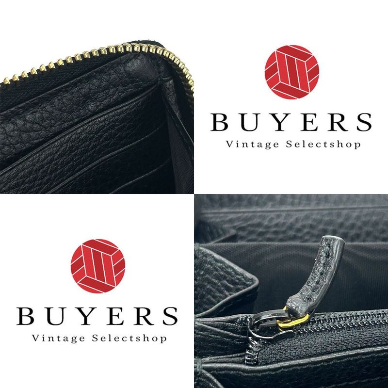 Gucci Round Zipper Long Wallet Zippy Wallet 456117 GG Marmont Black Leather
