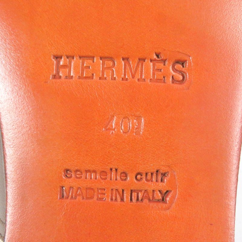 Hermes Wingtip Lace-up Canvas Leather Dress Shoes Brown 40.5 Made In France