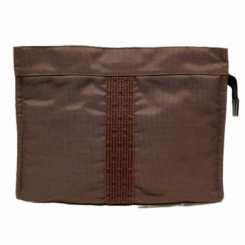 Hermes Pouch MM Her Line Clutch Bag Canvas Nylon Unisex