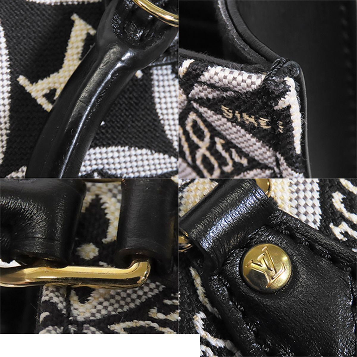 Louis Vuitton Petite Sac Plat Black Leather Monogram Jacquard 2-Way Shoulder Bag — view 8