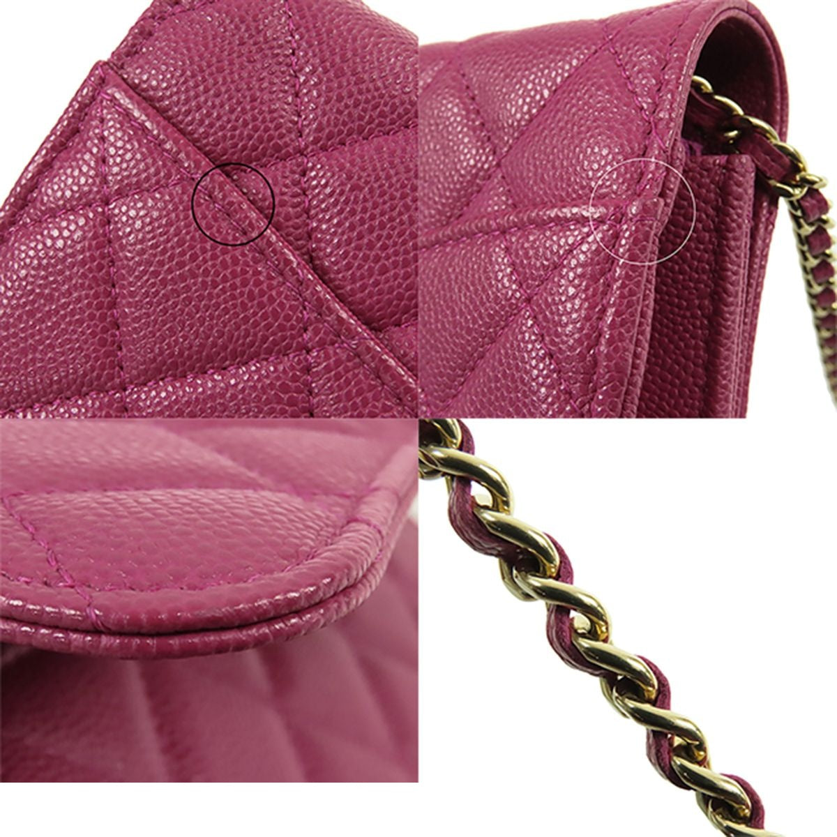Chanel Chain Wallet Purple Gold Caviar Leather Quilted Pochette Shoulder Bag — view 8