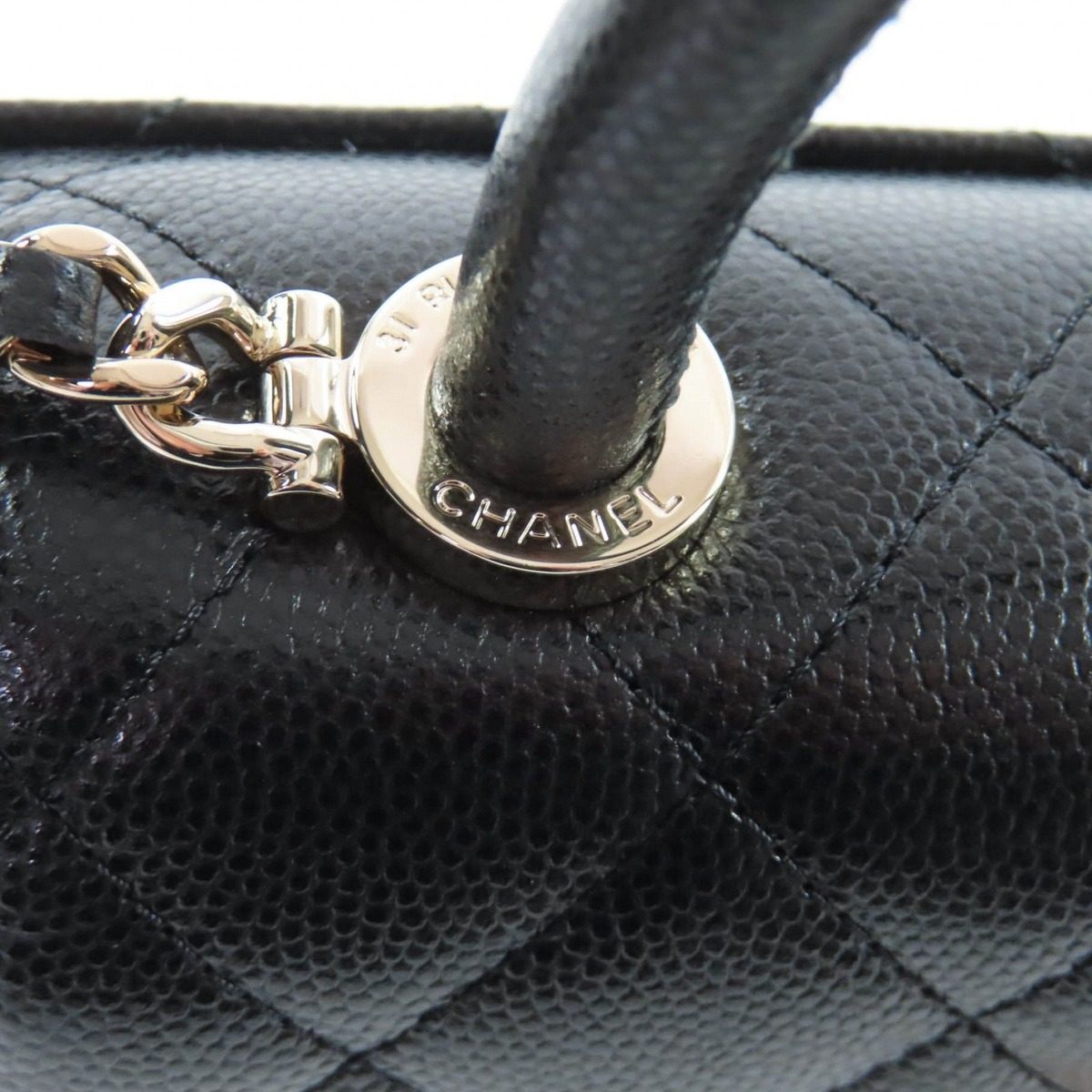Chanel Caviar Leather Coco Handle Mini Shoulder Bag Black Gold — view 16