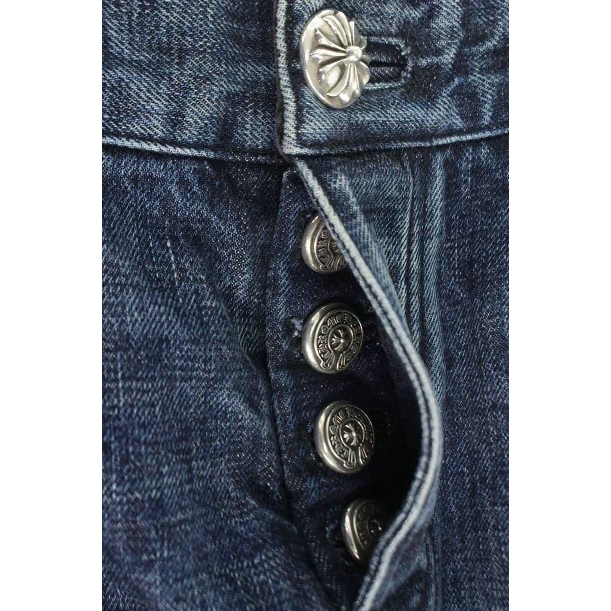 Chrome Hearts Crossball Button Puff Denim Pants — view 3