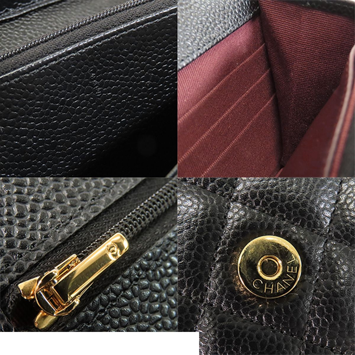 Chanel Chain Wallet Black Gold Caviar Leather Quilted Pochette Shoulder Bag — view 8