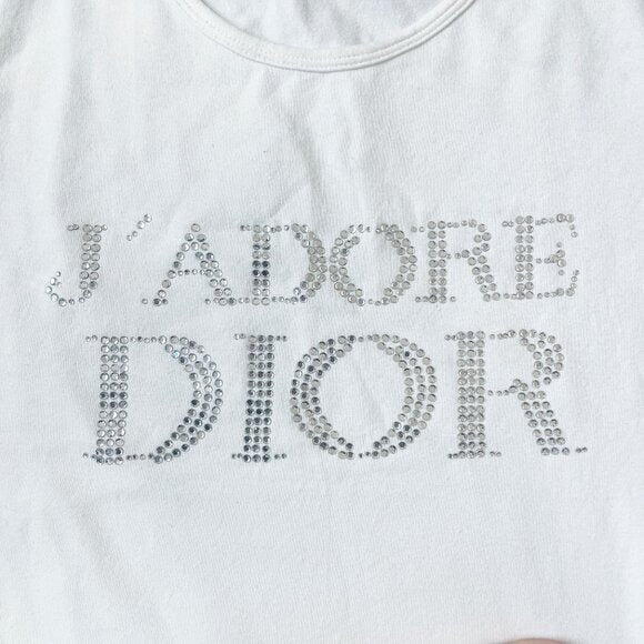 Christian Dior J'Adore Dior Rhinestones Galliano Tank Top Shirt 38