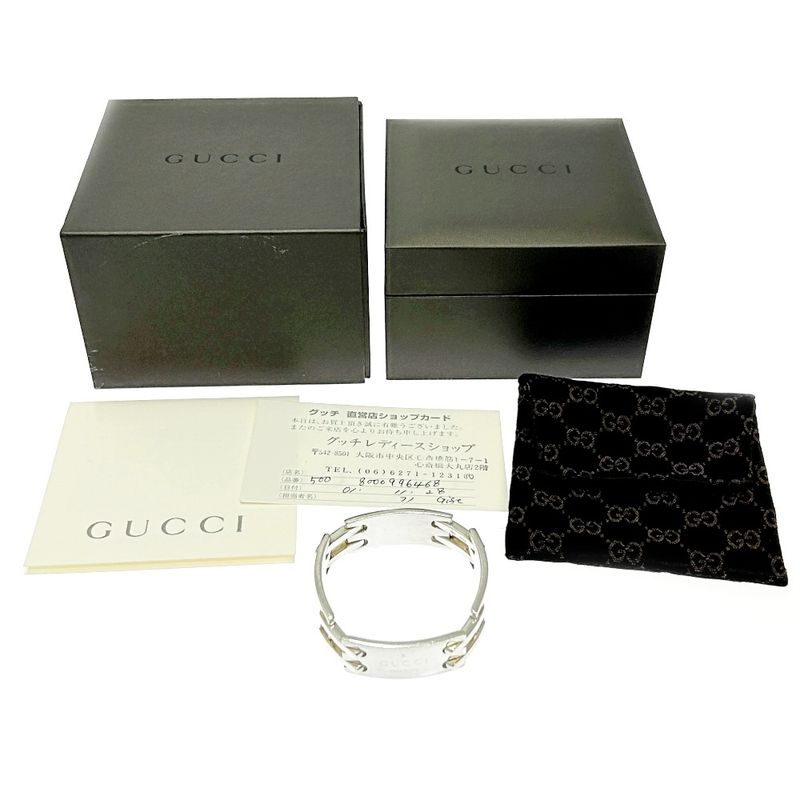 Gucci Silver Logo Plate Link Bracelet 60.8g 925 Engraved 354283 Bracelet