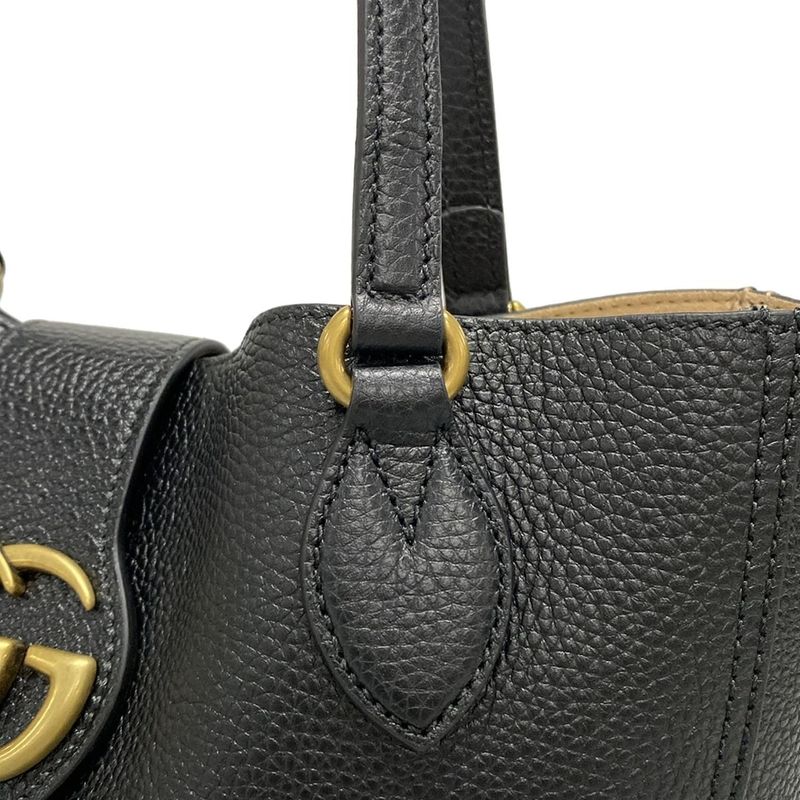 Gucci Tote Bag GG Marmont 779831 Black Leather