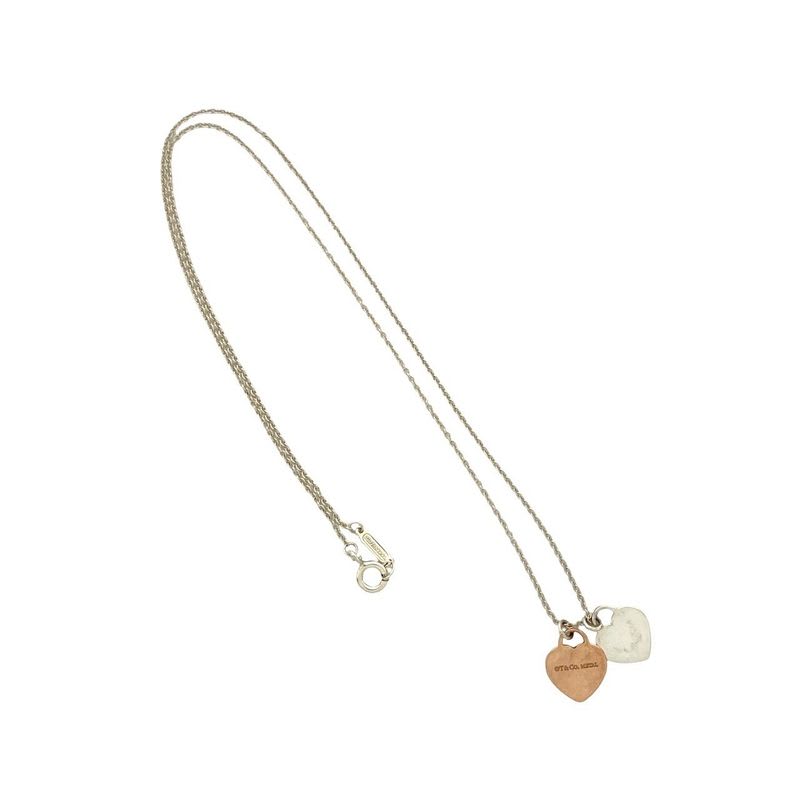 Tiffany & Co Return To Double Heart Silver 925 Metal Necklace