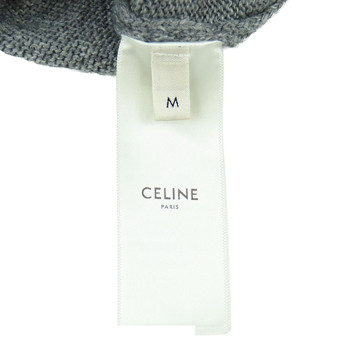 Celine V-neck Sweater Hedi Slimane Era Triomphe Embroidery Knit Gray Cashmere M — view 8