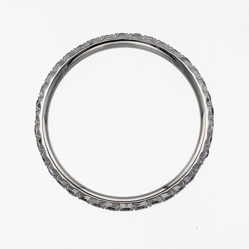 Tiffany & Co Metro 18kwhite Gold X Full Eternity Amethyst #6.5 Ladies 1g Ring