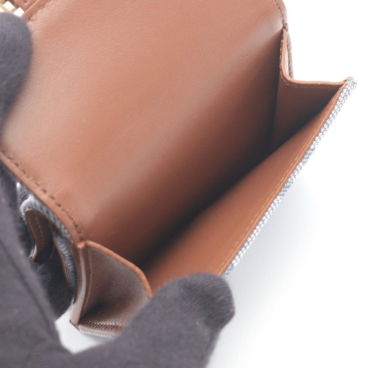 Fendi Trifold Wallet Baguette Zucca Light Blue Canvas — view 6