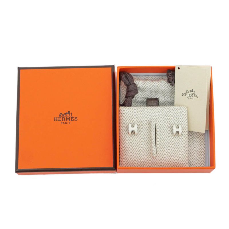 Hermes Earrings Pop Ash Pair Jonus Flepere White Silver-hardware