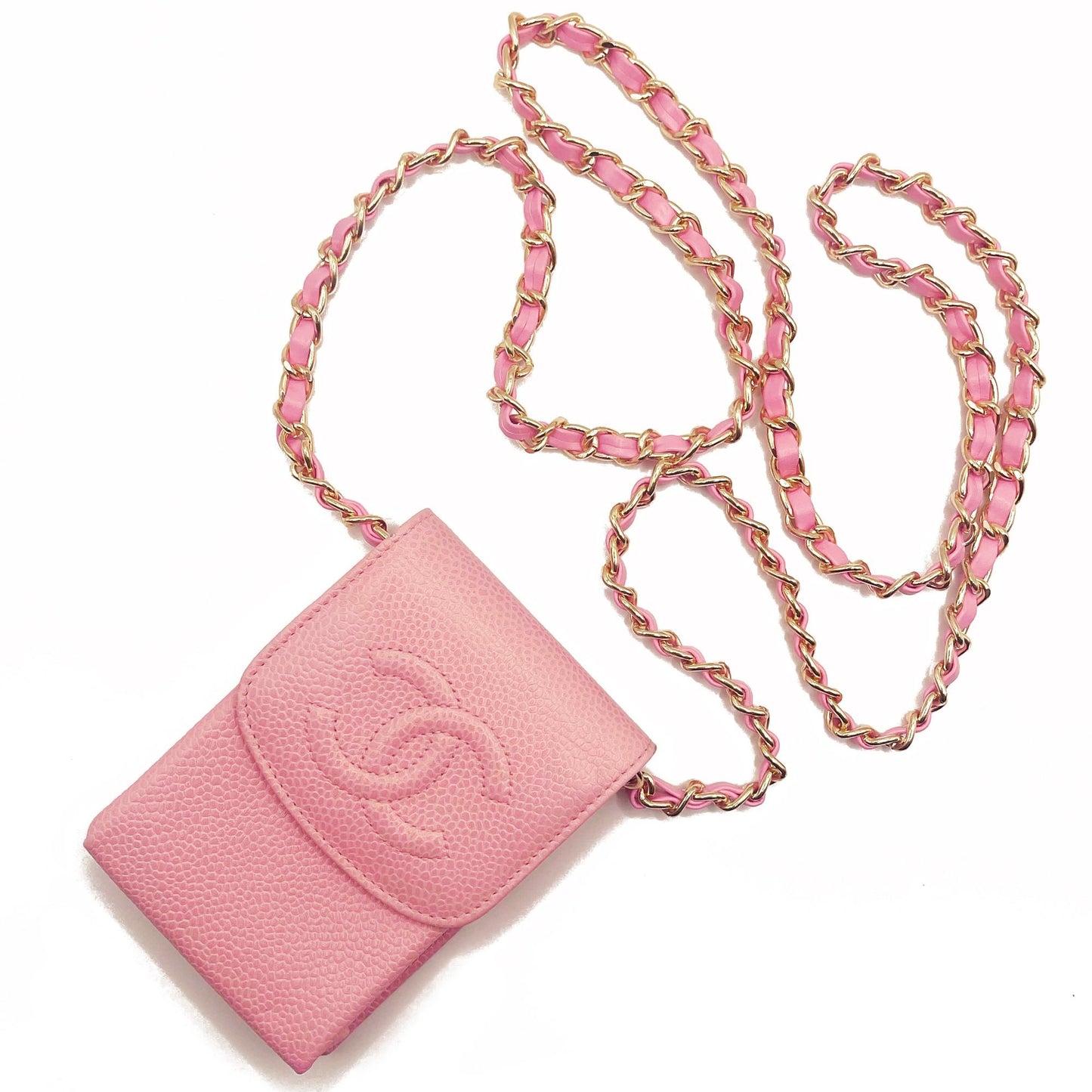 CHANEL Vintage Mini Flap Caviar Leather Pouch Cigarette Case Crossbody