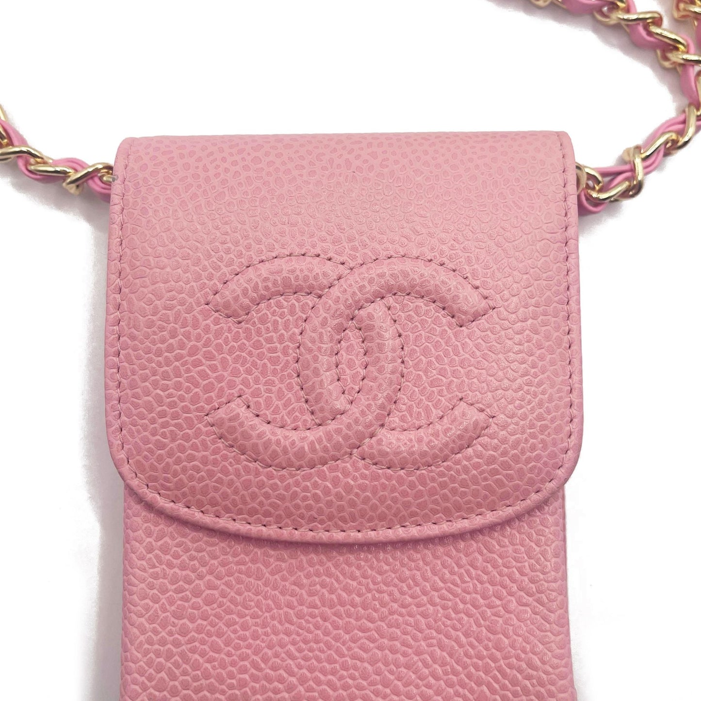 CHANEL Vintage Mini Flap Caviar Leather Pouch Cigarette Case Crossbody
