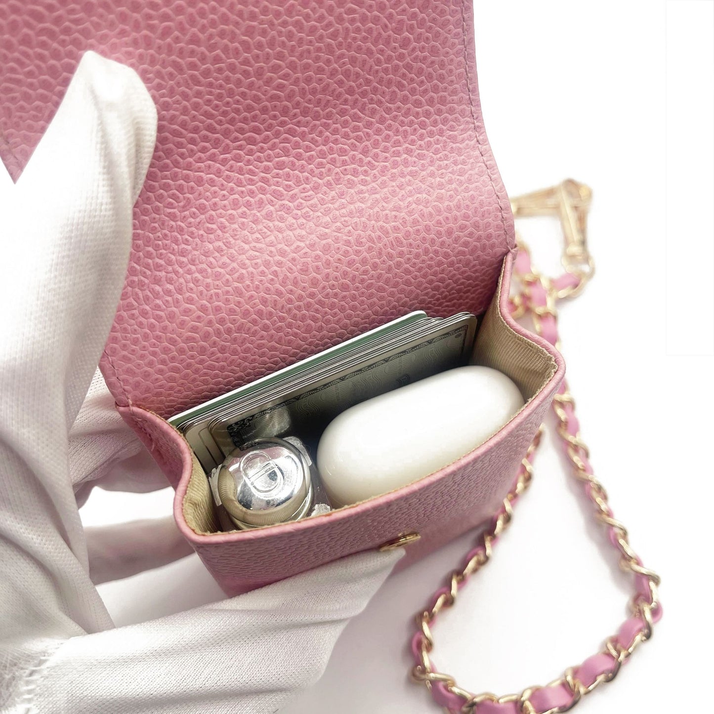 CHANEL Vintage Mini Flap Caviar Leather Pouch Cigarette Case Crossbody