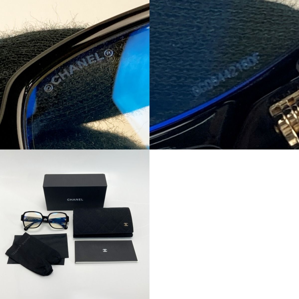 Chanel Cocomark Camellia Sunglass Es 5417 3438-S-a Black Fake Pearl Box/case