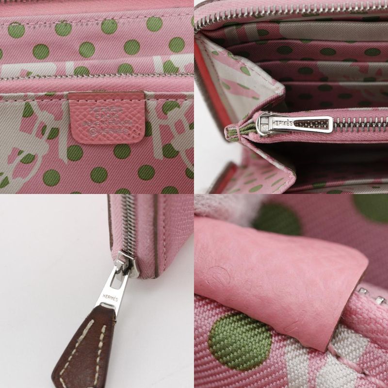 Hermes Azap Long Silk Inn Vaux Epson Rose Confetti Pink Y Ladies Long Wallet