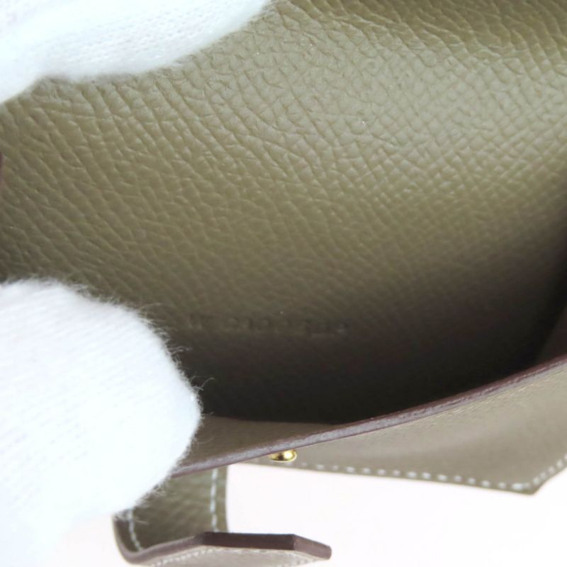 Hermes Bearn Mini Etoupe Vaux Epson Gold Hardware H Logo Hardware Mini Wallet