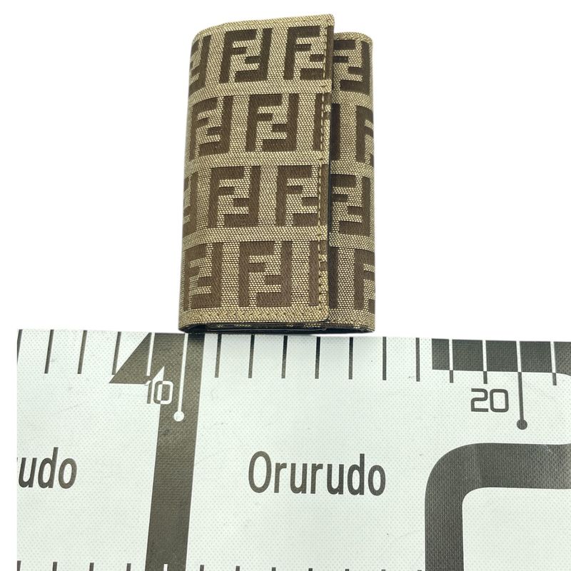 Fendi FF Pattern Key Case Leather Engraved Blawan