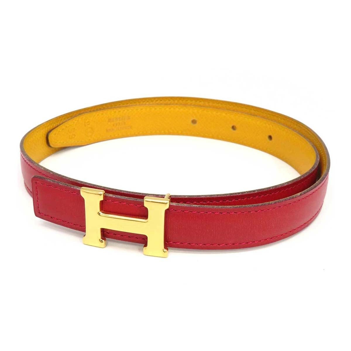 Hermes Constance H Logo Red Leather Belt