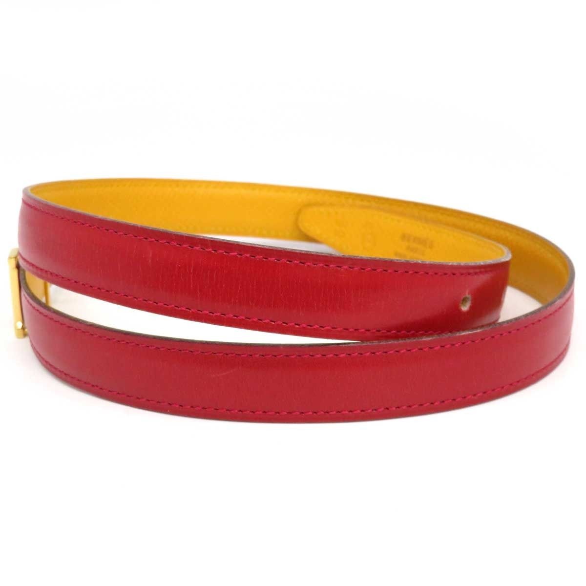 Hermes Constance H Logo Red Leather Belt