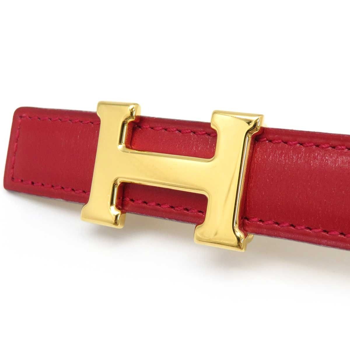 Hermes Constance H Logo Red Leather Belt