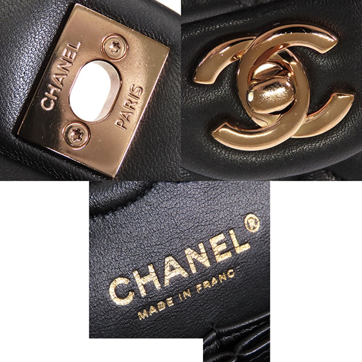Chanel Chain Black Pink Gold Lambskin Quilted 23 Double Flap Shoulder Bag — view 8