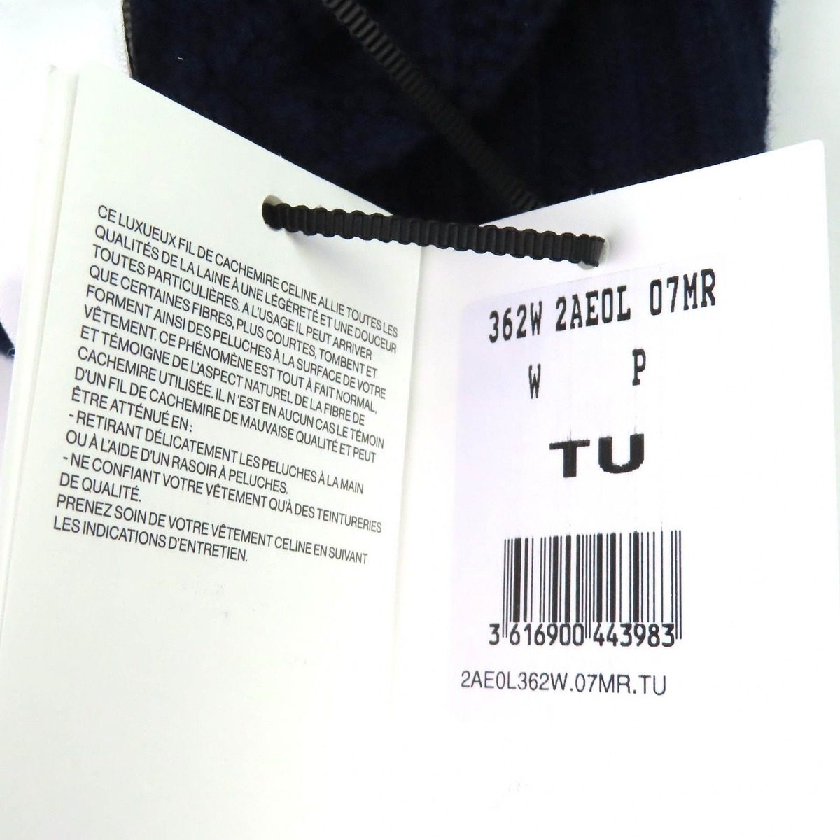 Celine Cashmere Triomphe Embroidery Cable Knit Beanie Cap Navy Sweater — view 10