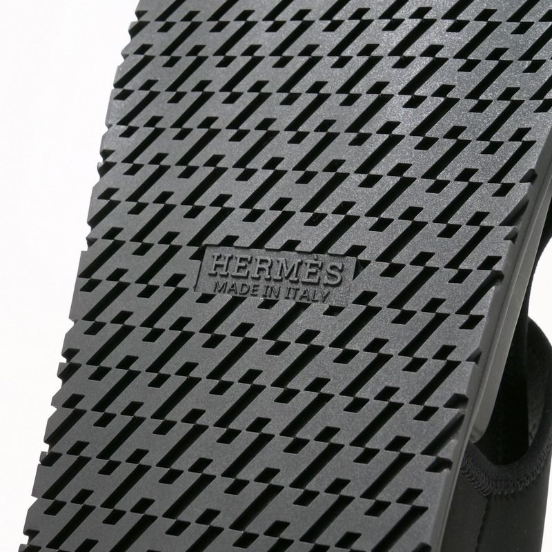 Hermes Giorno Sandals Size 44 Thong Sandals Shoes Khaki Black Made In