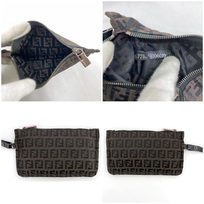 Fendi Tote Bag Ec21843 Brown Black Zucchino